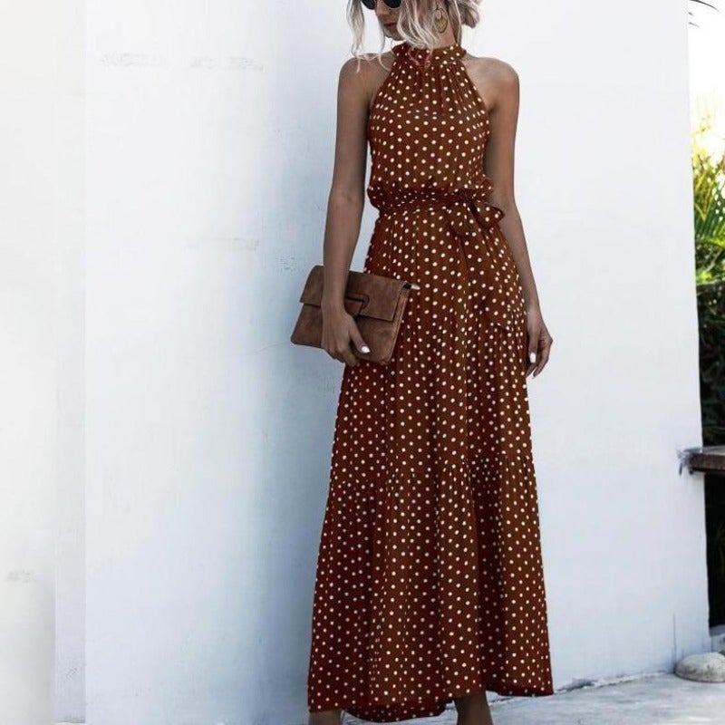 Kvinnors Klänning Flödande Tyg Med Prickar 2