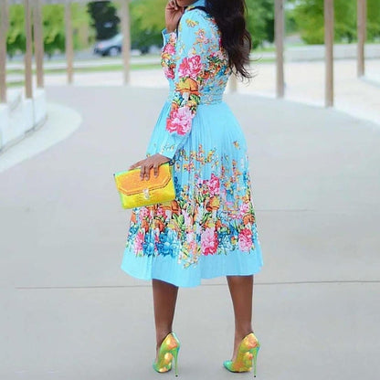 Damklänning Midi Rynkekjol Skjorta Stil Polyester 2