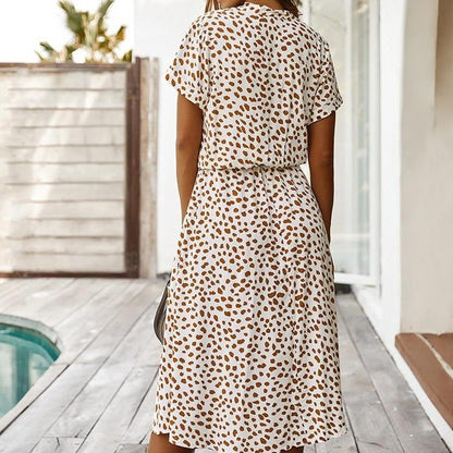 Midi Damklänning med Djurtryck och Löst Snitt i Polyester – Perfekt för Sommardagar, Finns i Flera Färger 2