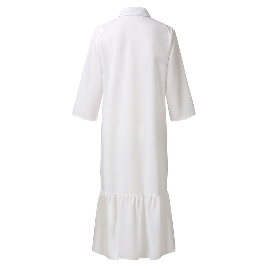 Maxiklänning Dam Girafftryck Skjortkrage Polyester Lång Ärmar-2