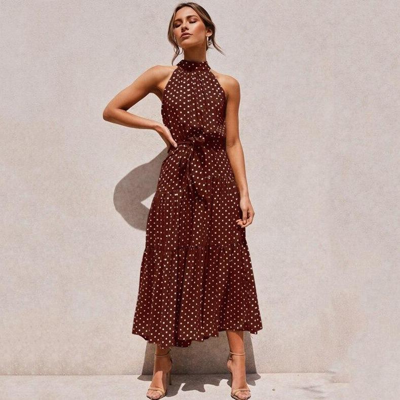 Variant image for Dam Midiklänning Hög Krage Mönstrad Polyester-13