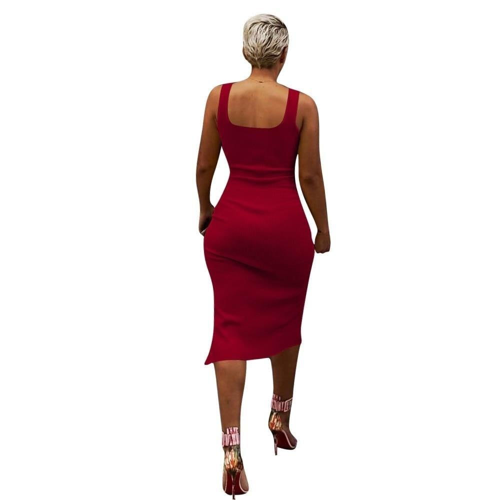 Kvinnors Klänning Figurnära Elastiskt med Slits och Dekorativa Öglor 5