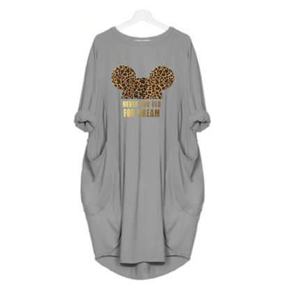 Variant image for Dams T Shirtklänning Avslappnad Bomull med Glänsande Tryck-17