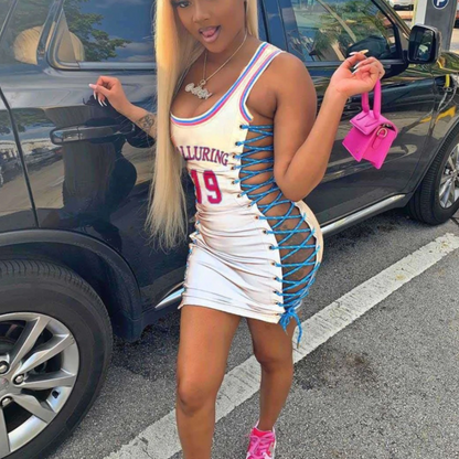 Kvinnors Miniklänning Snörning Polyester Elastan 5