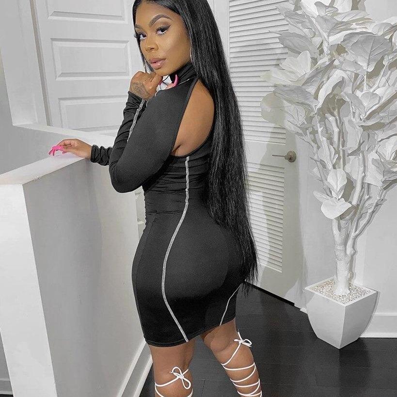 Kvinnors Sportig Klänning Turtleneck Polyester Elastan-2