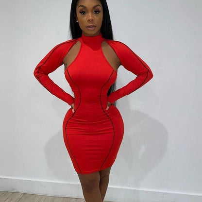 Kvinnors Sportig Klänning Turtleneck Polyester Elastan-3