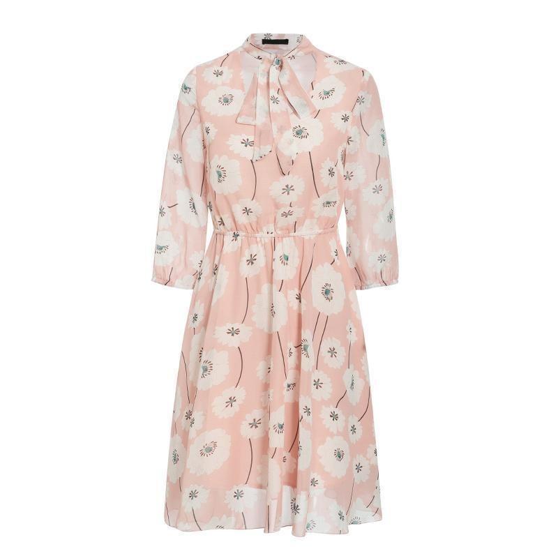 Kvinnors Miniklänning Blommönstrad 3/4 Ärmar 100% Bomull-5