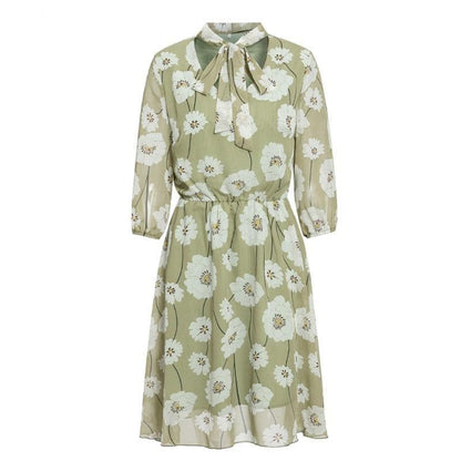 Kvinnors Miniklänning Blommönstrad 3/4 Ärmar 100% Bomull-1