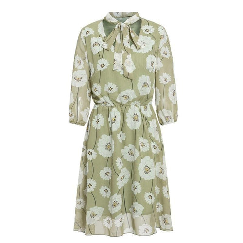 Kvinnors Miniklänning Blommönstrad 3/4 Ärmar 100% Bomull-1