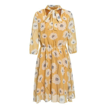 Variant image for Kvinnors Miniklänning Blommönstrad 3/4 Ärmar 100% Bomull-9