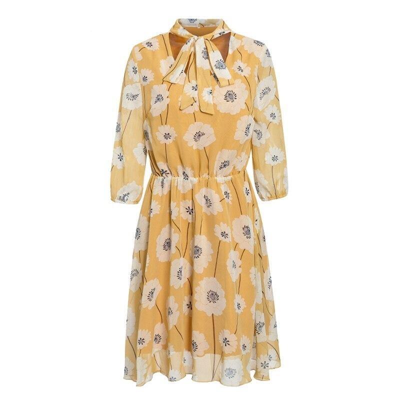 Kvinnors Miniklänning Blommönstrad 3/4 Ärmar 100% Bomull-6