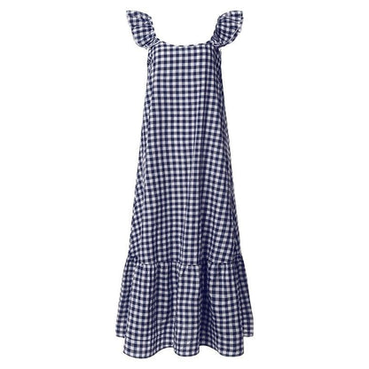 Maxiklänning Dam med Ruffles Lätt Material För Sommar-3