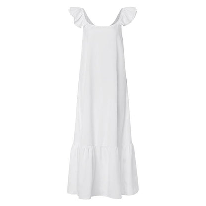 Maxiklänning Dam med Ruffles Lätt Material För Sommar-1