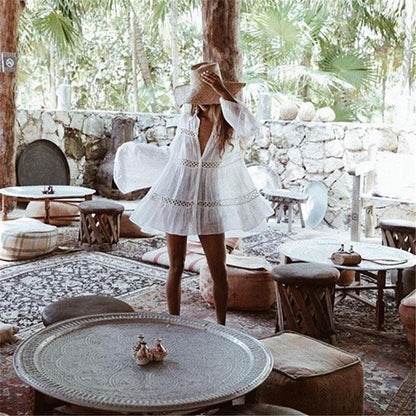 Avslappnad Damklänning i 100% Bomull med Spetsinsatser – Fina Sommarklänningar för Strand och Vardag 2