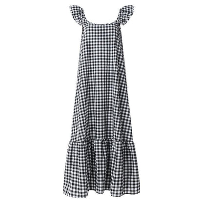 Maxiklänning Dam med Ruffles Lätt Material För Sommar-4