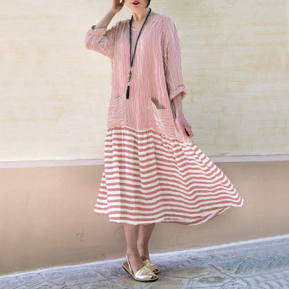 Dam Maxiklänning Svängande Design Bomull Polyester 4