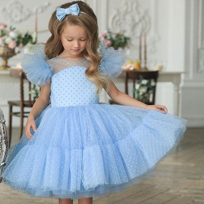 Variant image for Flickor Prinsessklänning Prickig Polyester Viskos Spets Voile-8