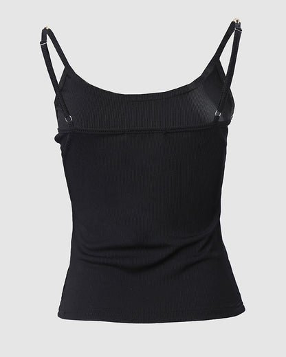 Dam Cami Top U-formad Polyester med Kedjedetaljer-5