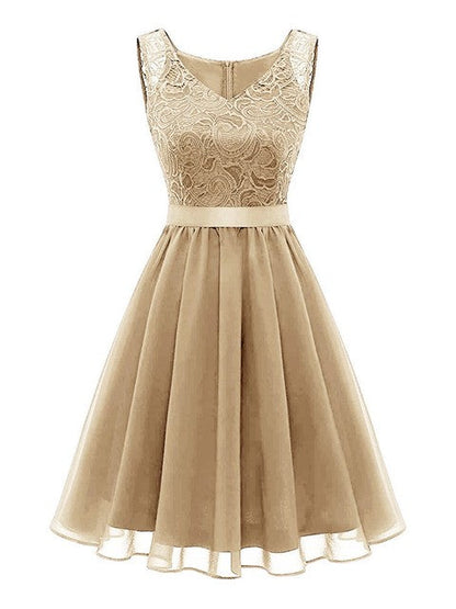 Variant image for Kvinnors Midi Klänning V-ringning Spetsdetaljer Polyester-18