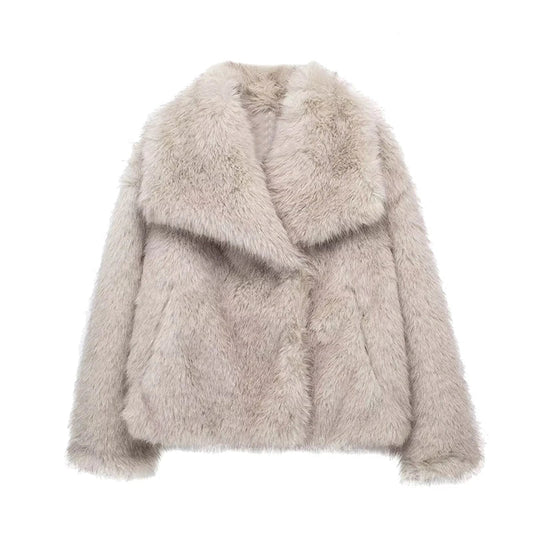 Kvinnojacka i Konstpäls Elegant Vinterkappa-1