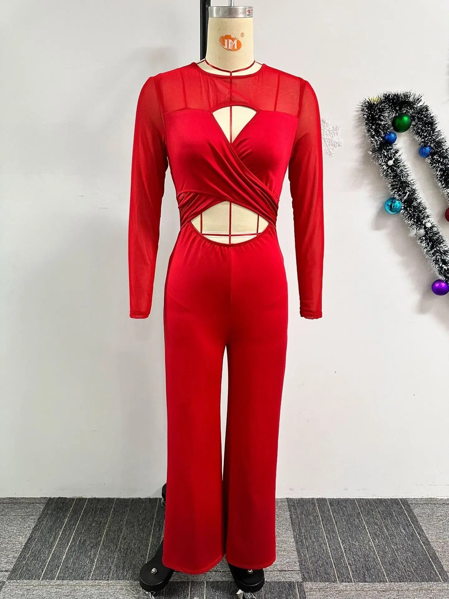 Dam Jumpsuit Elegant Nätduk Graciös Silhuett-3