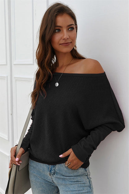 Stickad Dam Tröja Långa Ärmar Rund Hals Mjuk Polyester-6