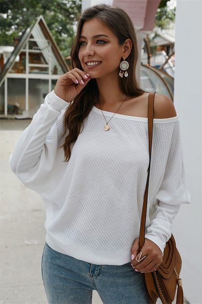 Stickad Dam Tröja Långa Ärmar Rund Hals Mjuk Polyester-3