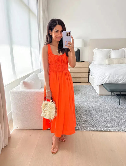 Kvinnor A-linjeformad Klänning U-formad Halsringning Polyester-2