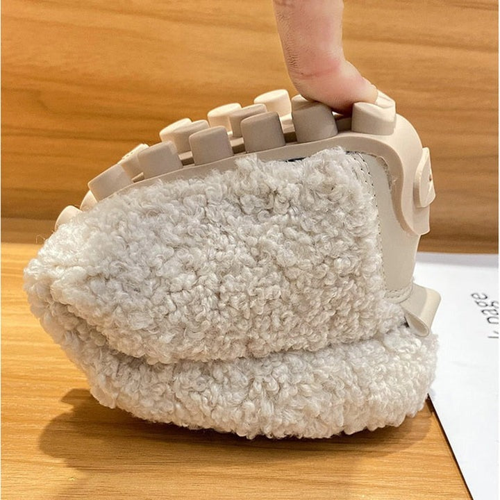 Dam Tofflor Fluffiga Mockasiner Mjuk Tyg-3