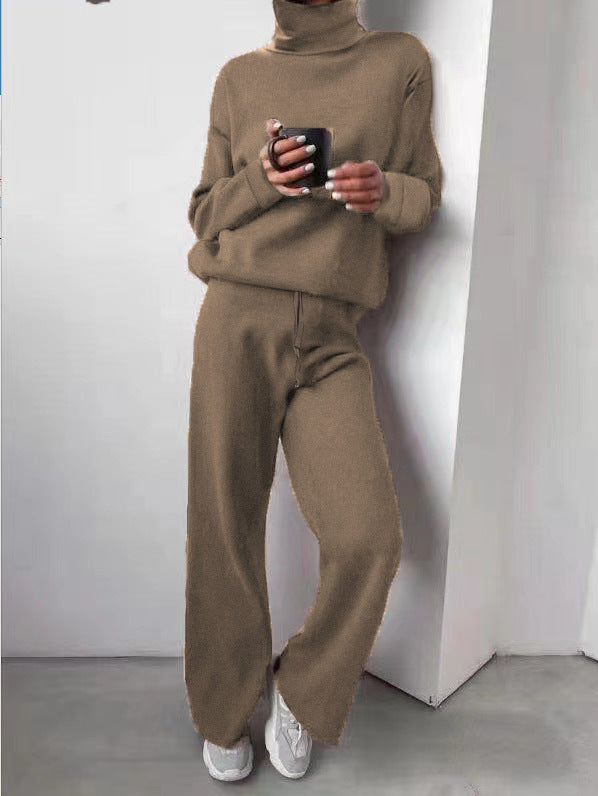 Matchande Set Dam Turtleneck Långärmad Stickad Siden Bomull 13