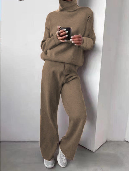 Matchande Set Dam Turtleneck Långärmad Stickad Siden Bomull 13