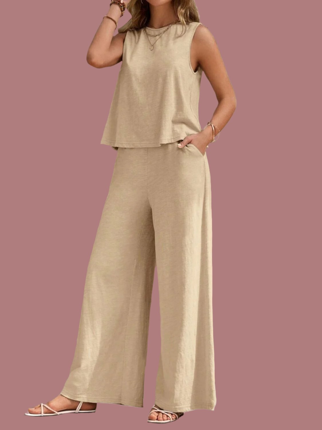 Kvinnors Byxor Avslappnad Stil Polyester-1