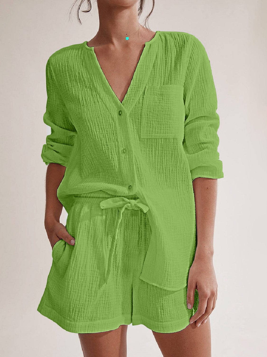 Kvinnors Kort Topp Avslappnad Bomull-6