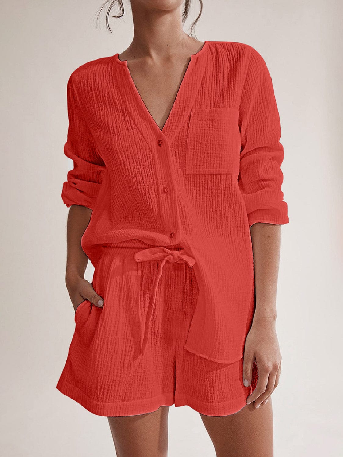 Kvinnors Kort Topp Avslappnad Bomull-5