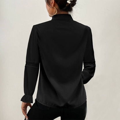 Dam Blus Långa Ärmar Blommönster Polyester V-Hals-4