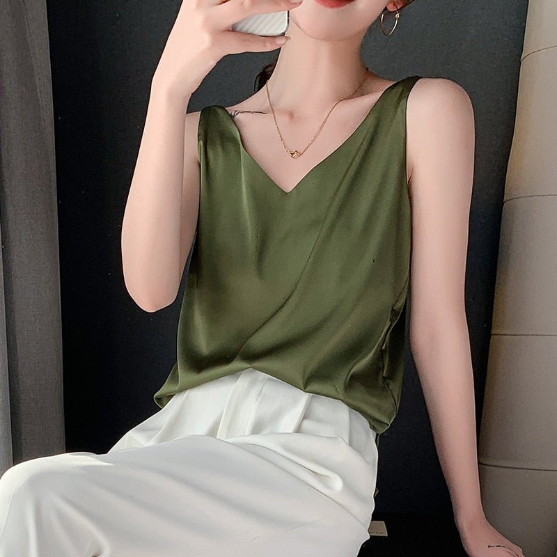 Dam Tank Top Silke Mjuk Design Elegant-3