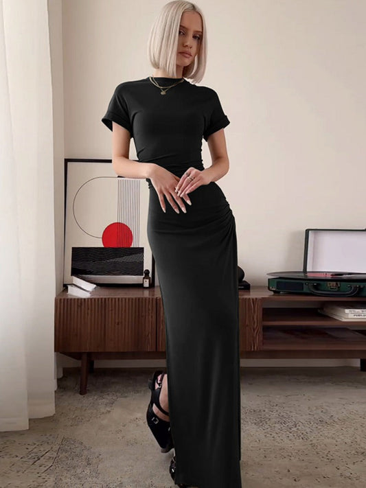 Kvinnors Lång Klänning Tunika Mjölkfiber Polyester Spandex-1
