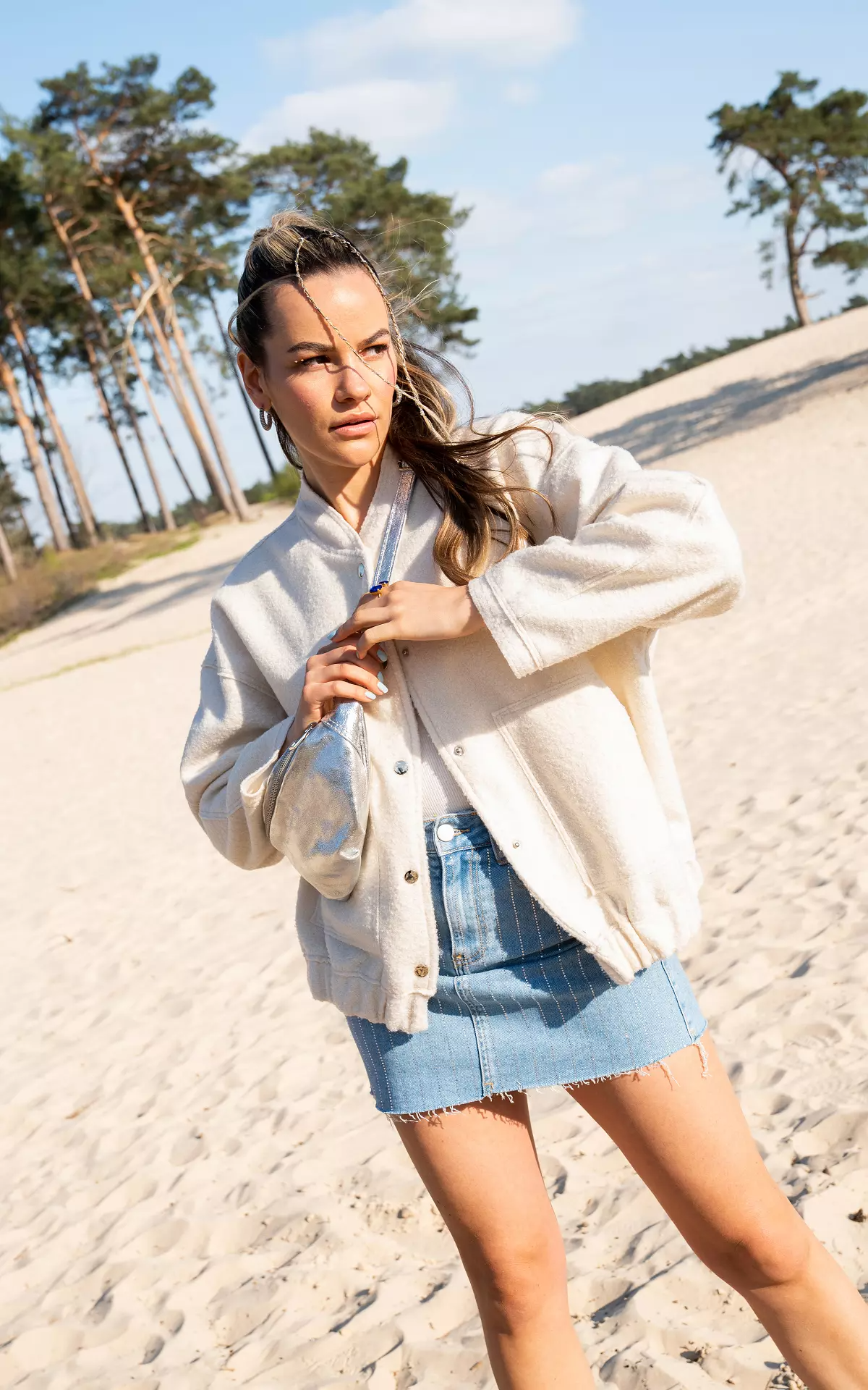 Dam Fritidsjacka Ullblandning med Knappdetaljer-2