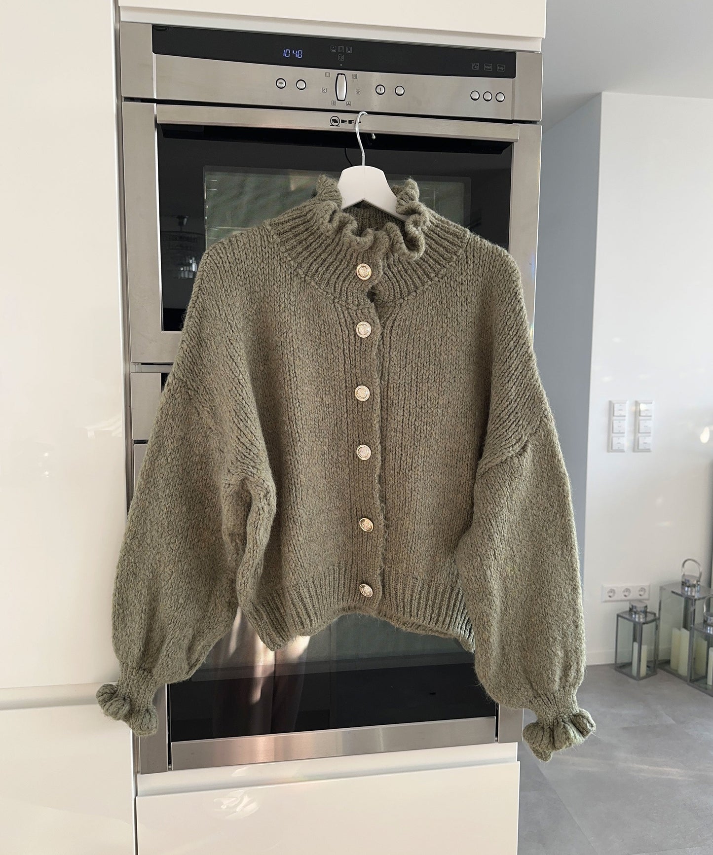 Dam Tröja Mjuk Kaki Avslappnad Varm Fiber-3