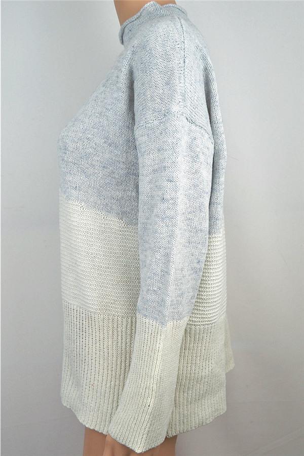 Stickad Dam Tröja Turtleneck Löst Passform 100% Akryl-5