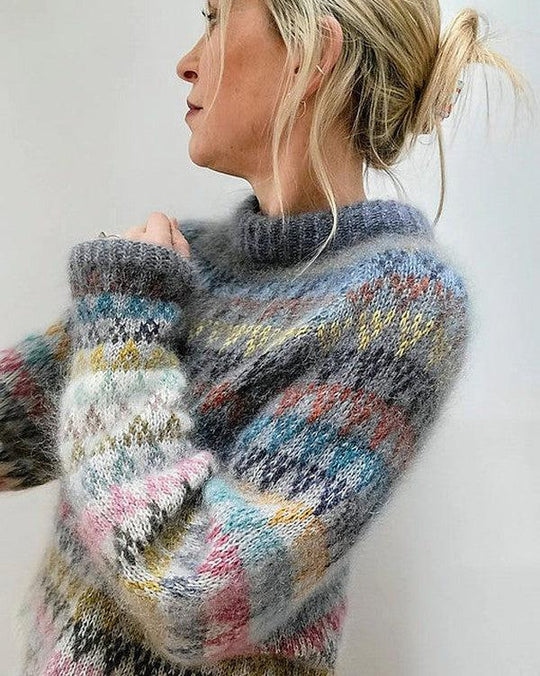 Kvinnors Avslappnad Tröja Cirkulär Halsringning Mjuk Bomull-5