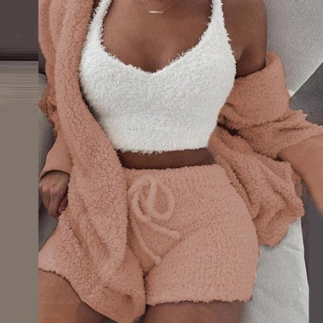 Kvinnors Lounge Set Fleece Mjuk och Bekväm-3