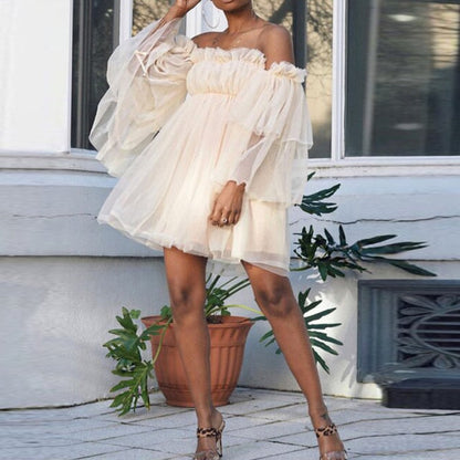 Variant image for Kvinnors Mini Klänning A-Linje Ruffles Polyester-1