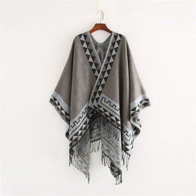 Variant image for Dam Poncho Geometrisk Design Akryl-9