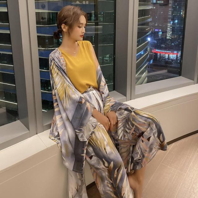 Variant image for Dam Nattkläder Set Blommönster Polyester och Viskos-16