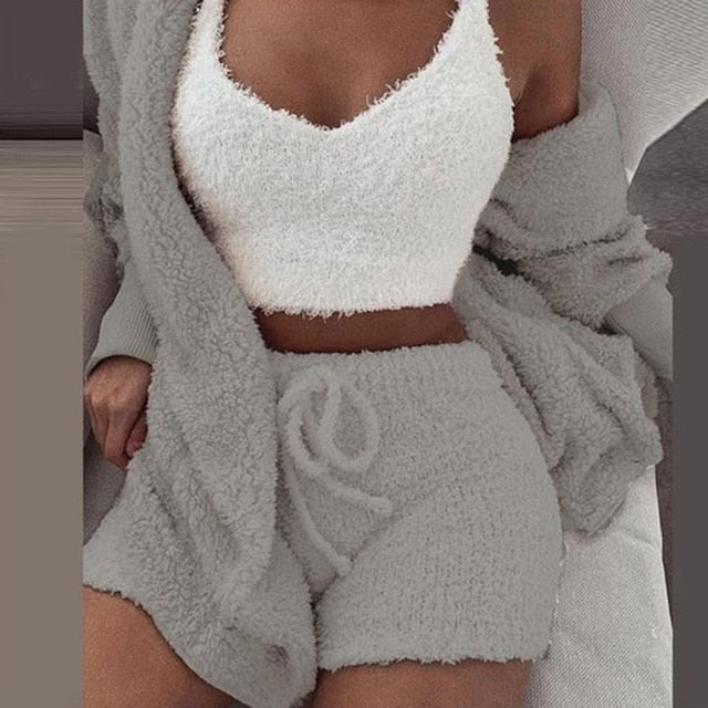 Kvinnors Lounge Set Fleece Mjuk och Bekväm-2