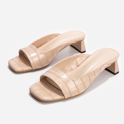 Variant image for Dam Sandaler Fyrkantiga Detaljer PU-läder Medelhög Häl-3