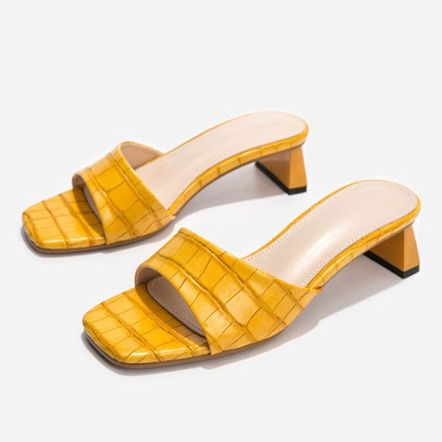 Variant image for Dam Sandaler Fyrkantiga Detaljer PU-läder Medelhög Häl-5