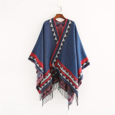 Variant image for Dam Poncho Geometrisk Design Akryl-7