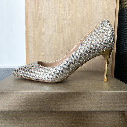 Variant image for Dam Stilett Skor Woven Mikrofiber Hög Klack Slip-On-3